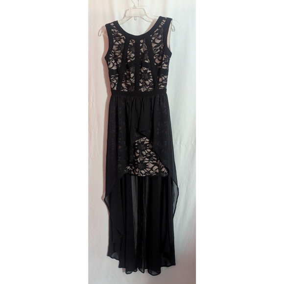 MORGAN & CO Black Lace & Chiffon Hi Low Formal Dress Size 3/4 A1 - Picture 2 of 8